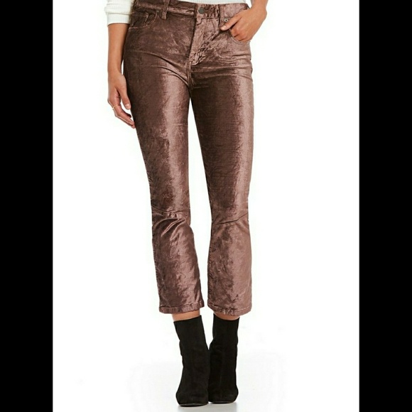 Free People taupe velvet cropped pants - Picture 2 of 8